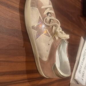 Golden Goose size40 Super -Star in pale pink suede with suede stars